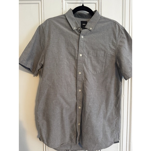 Vans Off The Wall Short Sleeve Button Up Shirt Size Medium Gray - Picture 1 of 4